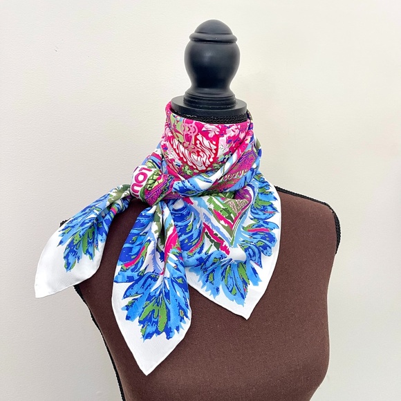 Louis Vuitton Scarf Monogram Paradise Barbie Blue Green Pink Silk Wrap - Picture 15 of 16